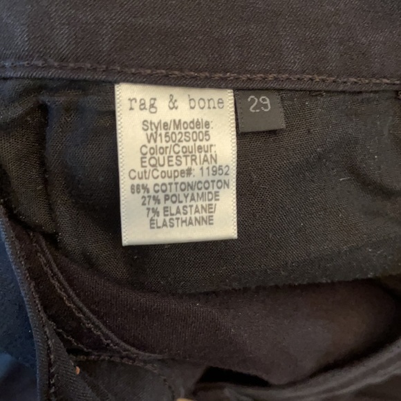 Rag&Bone slim skinny Jean in equestrian black. Size 29. - Picture 5 of 5